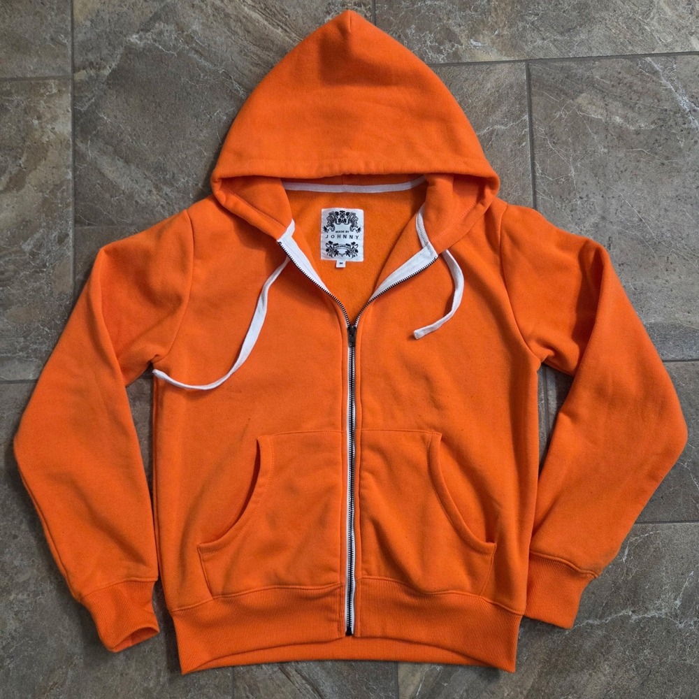 Made by Johnny Mens Orange Full Zip Hoodie Fleece Sweatshirt WSK954 Size M